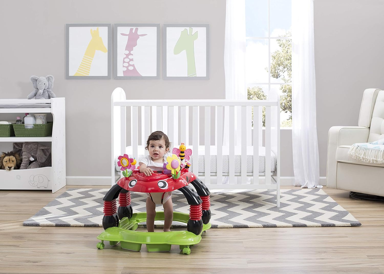 Delta Children Lil Play Station 4-in-1 Activity Walker - Rocker, Activity Center, Bouncer, Walker - Adjustable Seat Height - Fun Toys for Baby, Sadie the Ladybug - Image 4