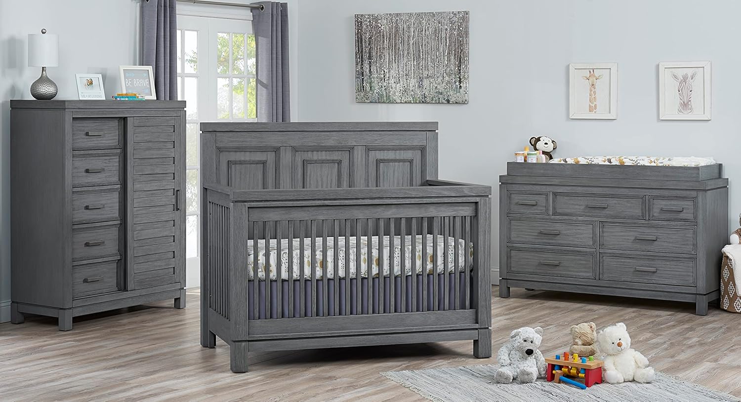 Soho Baby Manchester Premium 4-in-1 Convertible Crib, Flat-Top Headboard, Rustic Gray, GreenGuard Gold Certified - Image 3