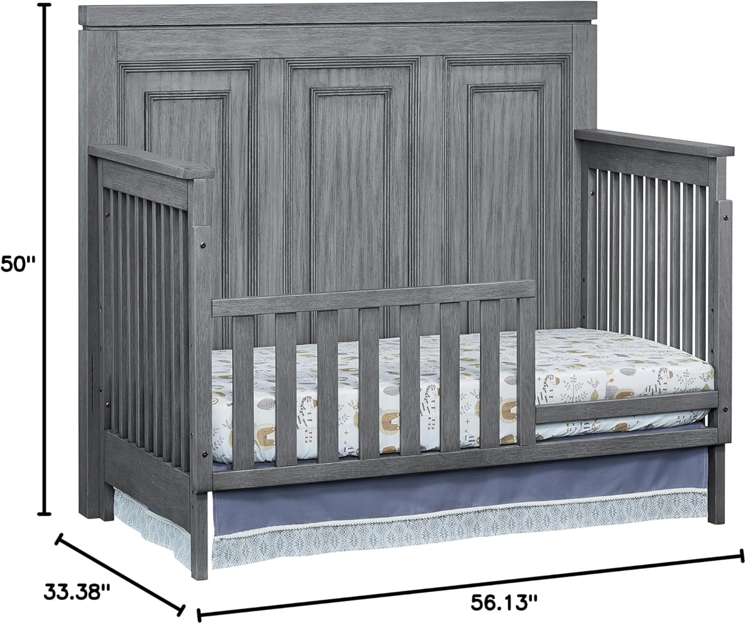 Soho Baby Manchester Premium 4-in-1 Convertible Crib, Flat-Top Headboard, Rustic Gray, GreenGuard Gold Certified - Image 8