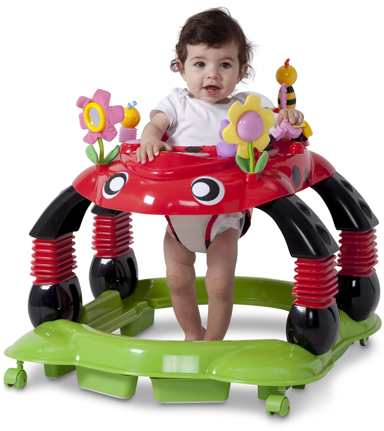Delta Children Lil Play Station 4-in-1 Activity Walker - Rocker, Activity Center, Bouncer, Walker - Adjustable Seat Height - Fun Toys for Baby, Sadie the Ladybug - Image 3