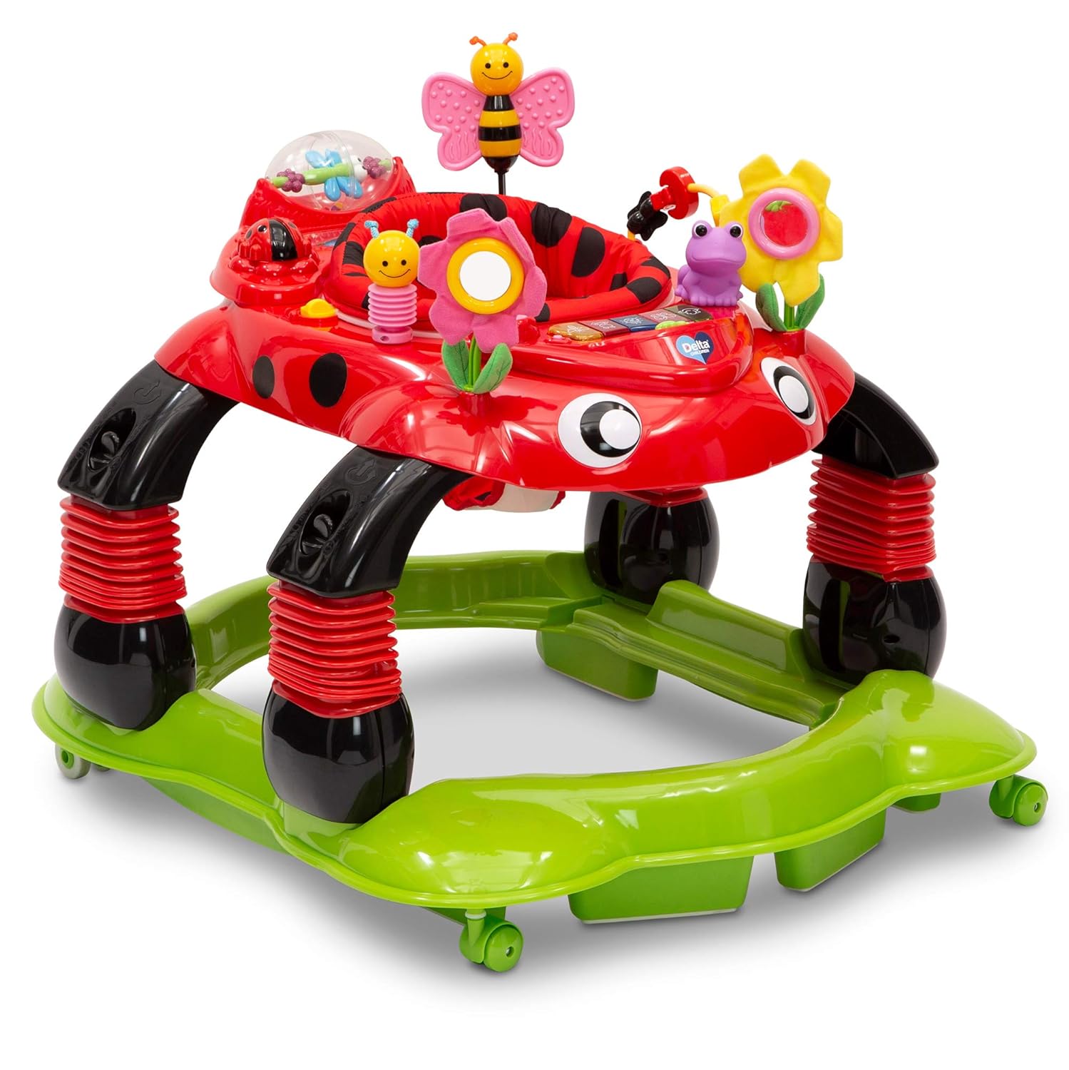 Delta Children Lil Play Station 4-in-1 Activity Walker - Rocker, Activity Center, Bouncer, Walker - Adjustable Seat Height - Fun Toys for Baby, Sadie the Ladybug - Image 2