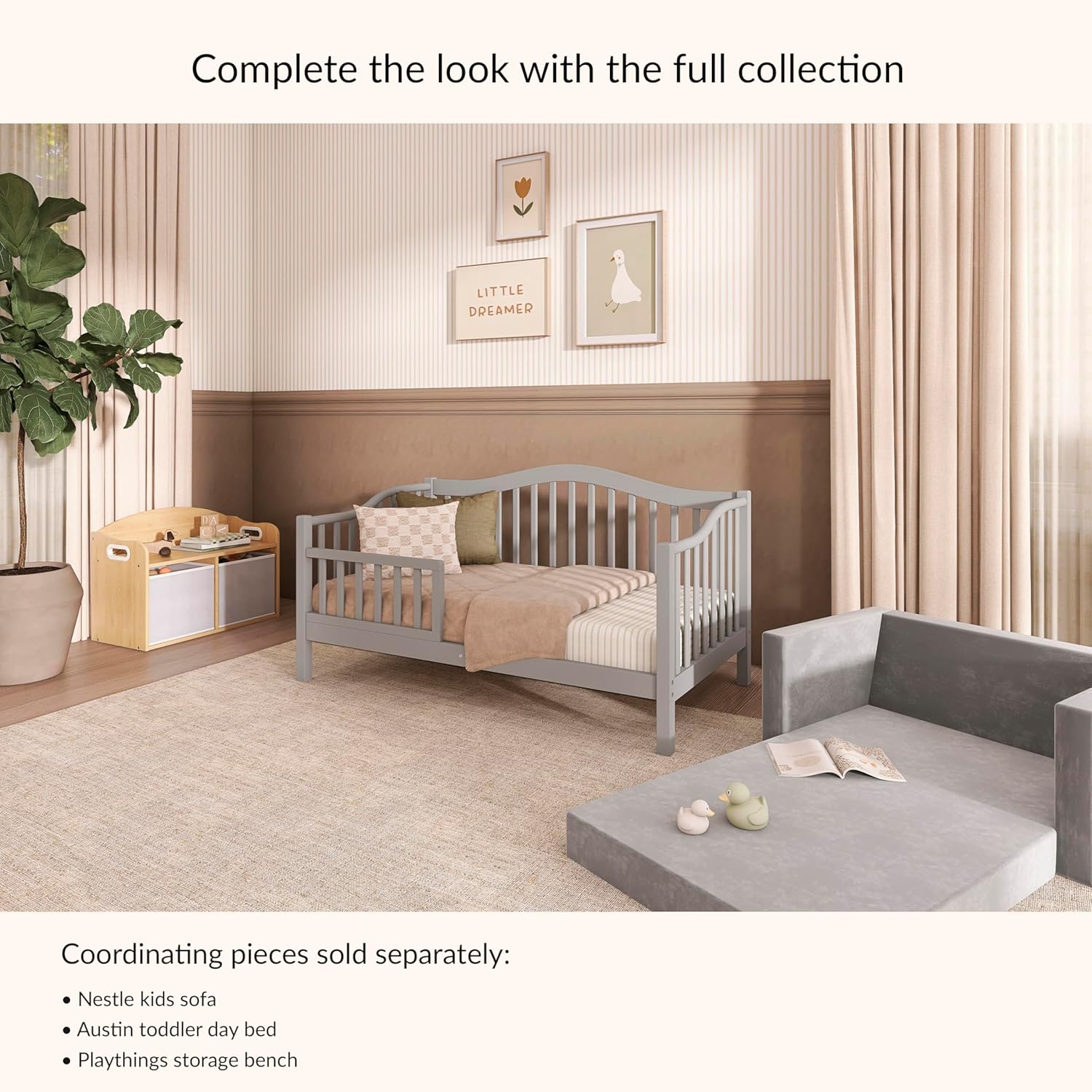 Dream On Me Austin Toddler Day Bed in Pebble Grey, Greenguard Gold Certified - Image 8