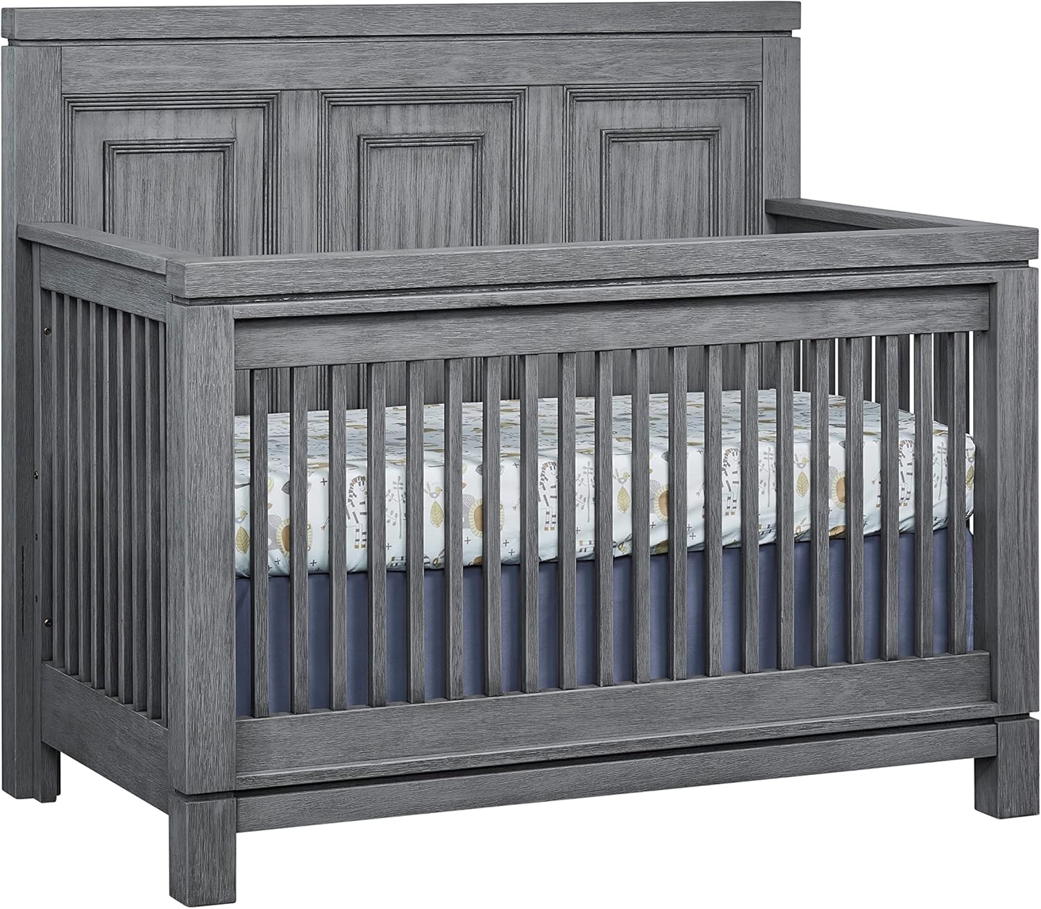 Soho Baby Manchester Premium 4-in-1 Convertible Crib, Flat-Top Headboard, Rustic Gray, GreenGuard Gold Certified - Image 2