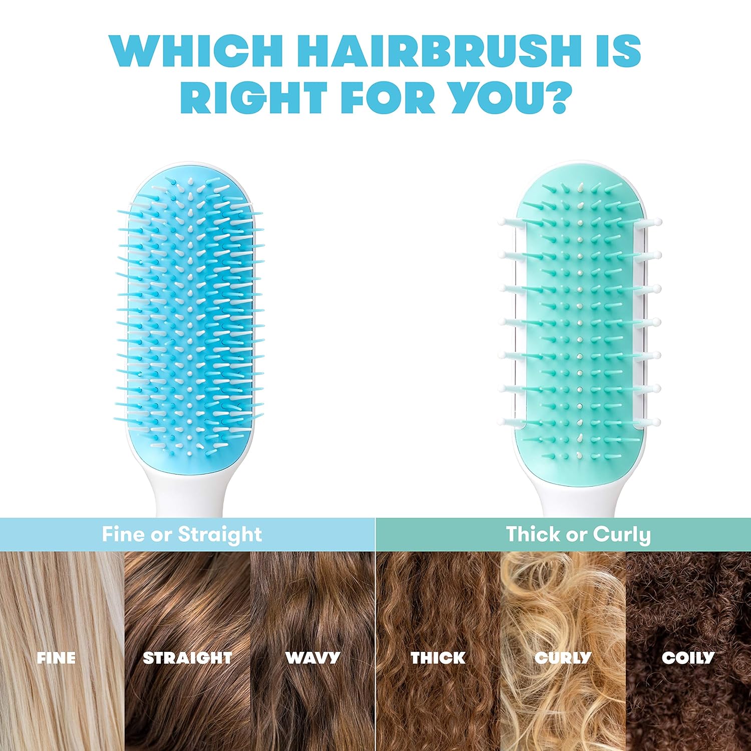 Frida Baby Thick or Curly Hair Detangler Brush for Kids, Toddler Hairbrush Detangles Knots Without Tears or Breakage, Comb Teeth and Bristle Design, White/Blue ,1 Count - Image 4