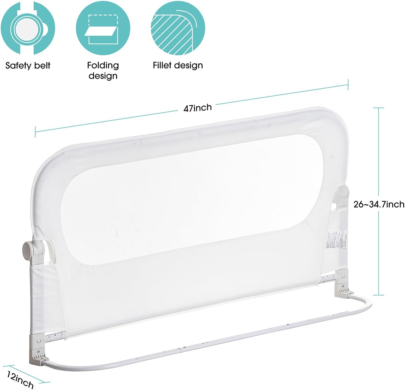 Baby Bed Rail Guard for Toddlers -46" Toddler Bed Rails for Twin, Full, Queen, King Bunk Size Bed Swing Down Bedrail Extral Tall Child Safety Side Railing Guards for Kids - Image 8