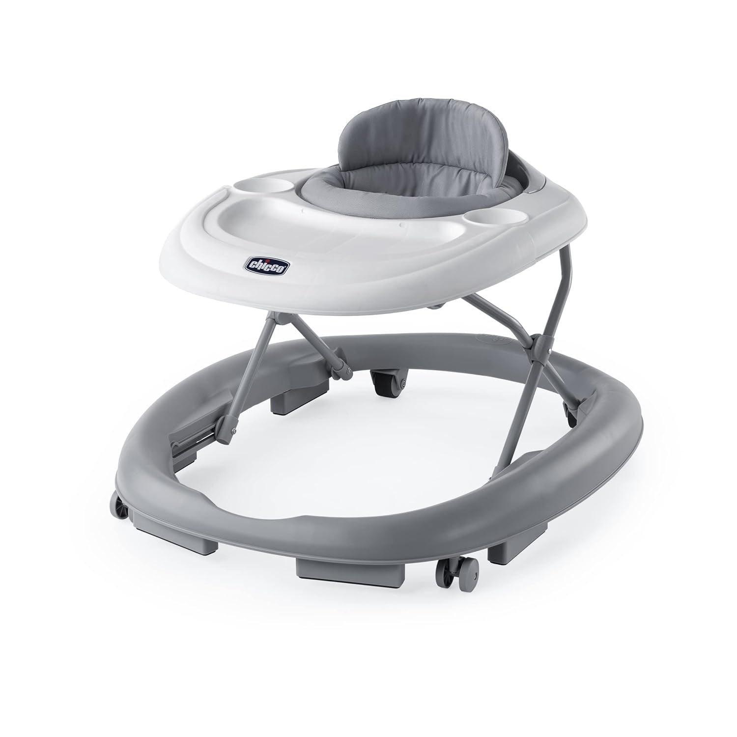 Chicco Mod Walker Foldable Infant Walker, 3 Height Adjustments, BPA-Free Tray with 2 Cup Holders, Brake Pads, for Children up to 26 lbs., Space-Saving Compact Fold | Grey/Grey - Image 2