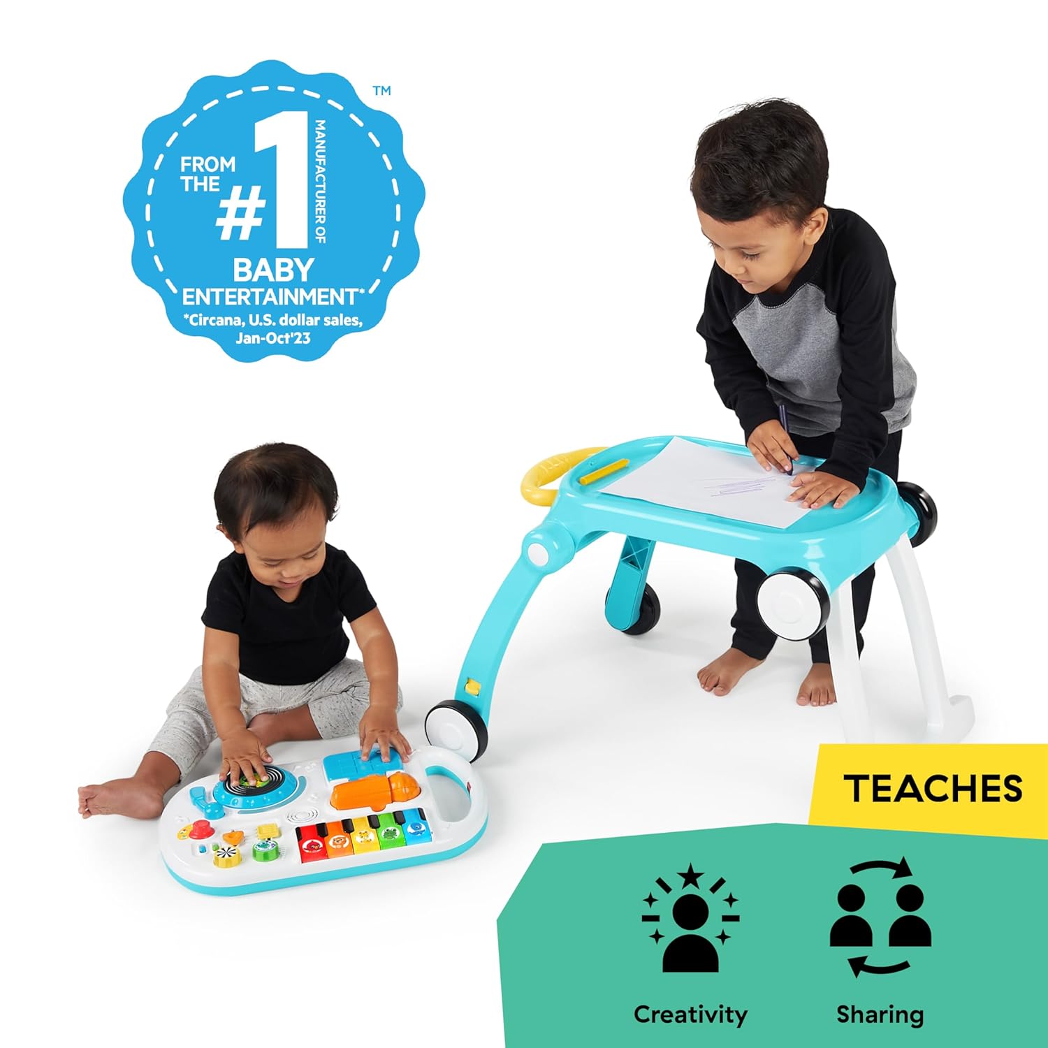 Baby Einstein Musical Mix ‘N Roll Learning Walker, 4-in-1 Push Walker, Activity Center, Toddler Table & Floor Toy, 6-36 Months, Blue - Image 10