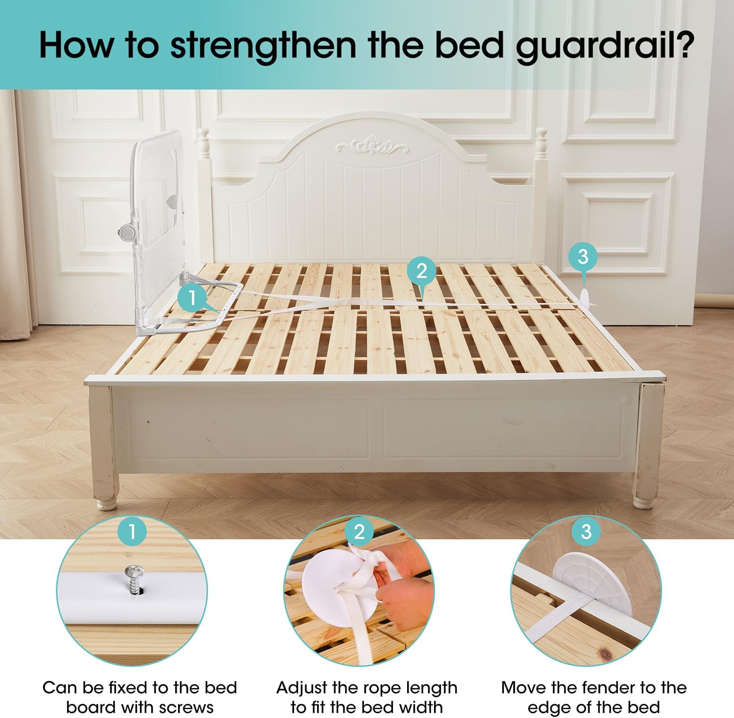 Baby Bed Rail Guard for Toddlers -46" Toddler Bed Rails for Twin, Full, Queen, King Bunk Size Bed Swing Down Bedrail Extral Tall Child Safety Side Railing Guards for Kids - Image 7