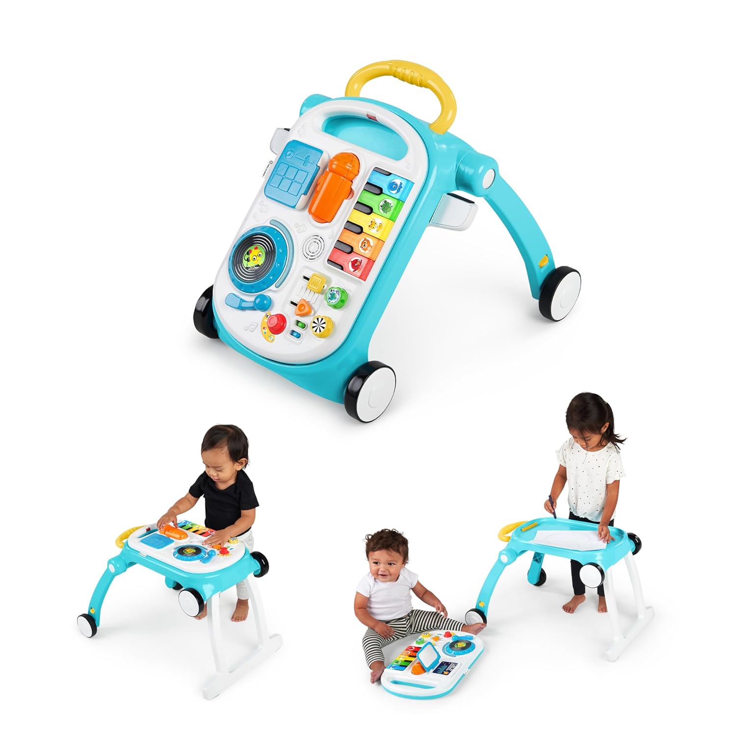 Baby Einstein Musical Mix ‘N Roll Learning Walker, 4-in-1 Push Walker, Activity Center, Toddler Table & Floor Toy, 6-36 Months, Blue - Image 2