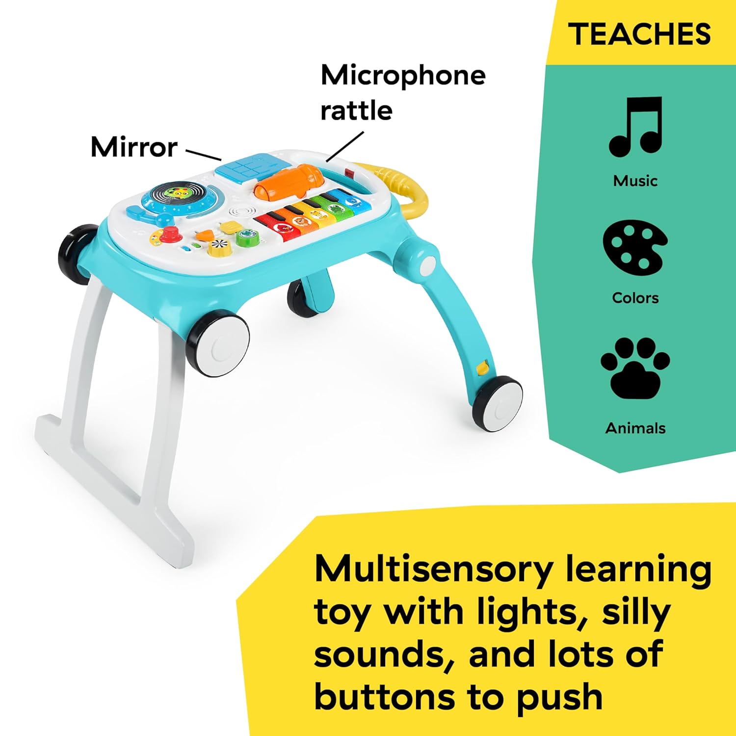 Baby Einstein Musical Mix ‘N Roll Learning Walker, 4-in-1 Push Walker, Activity Center, Toddler Table & Floor Toy, 6-36 Months, Blue - Image 7