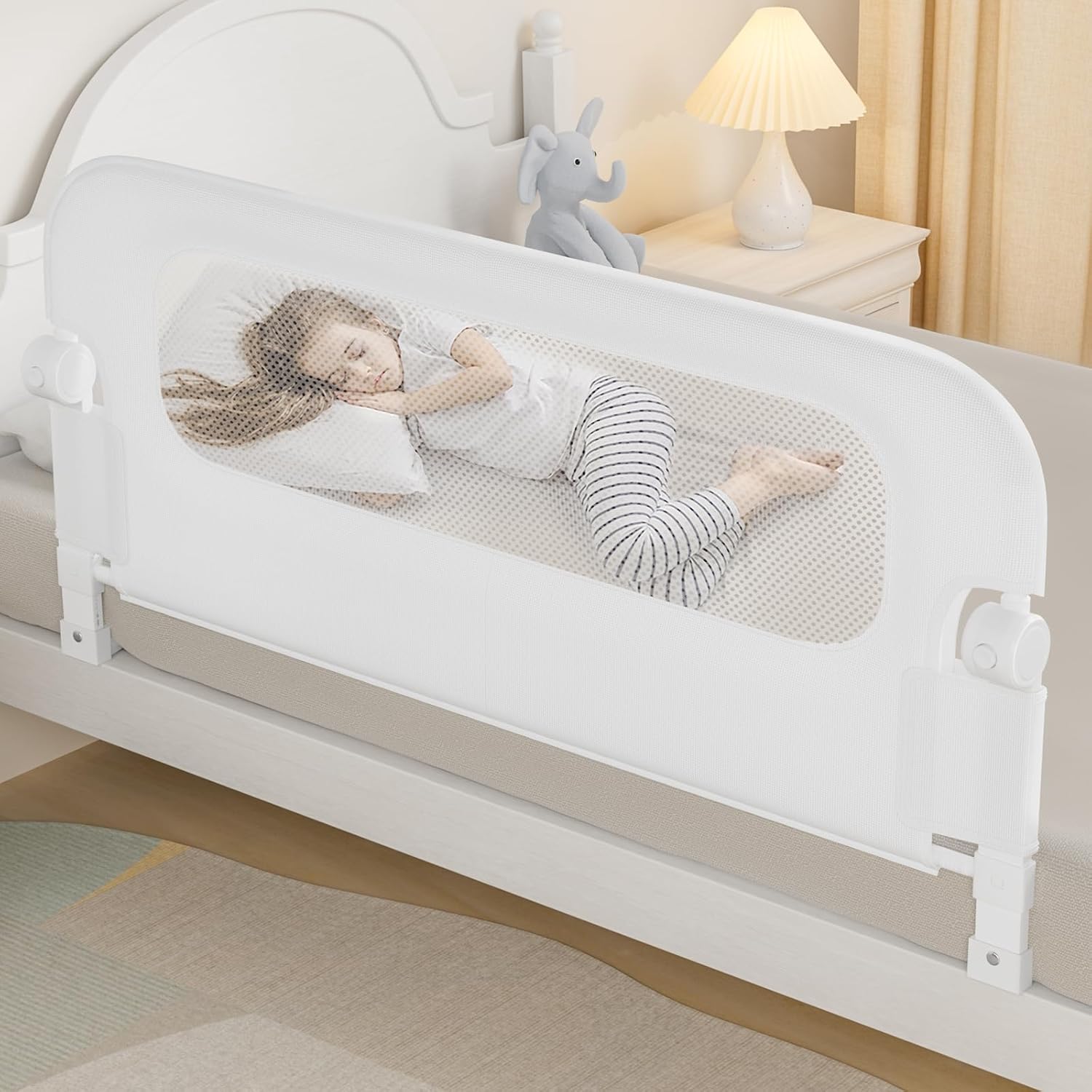 Baby Bed Rail Guard for Toddlers -46" Toddler Bed Rails for Twin, Full, Queen, King Bunk Size Bed Swing Down Bedrail Extral Tall Child Safety Side Railing Guards for Kids - Image 2