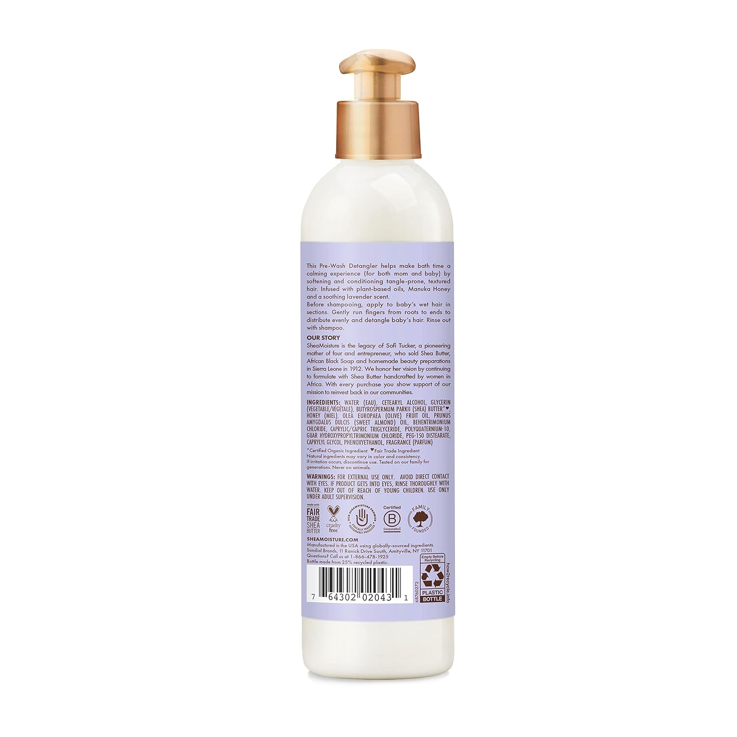 SheaMoisture Baby Pre-Wash Hair Detangler Manuka Honey & Lavender for Delicate Hair and Skin Nighttime Skin and Hair Care Regimen 8 oz - Image 3