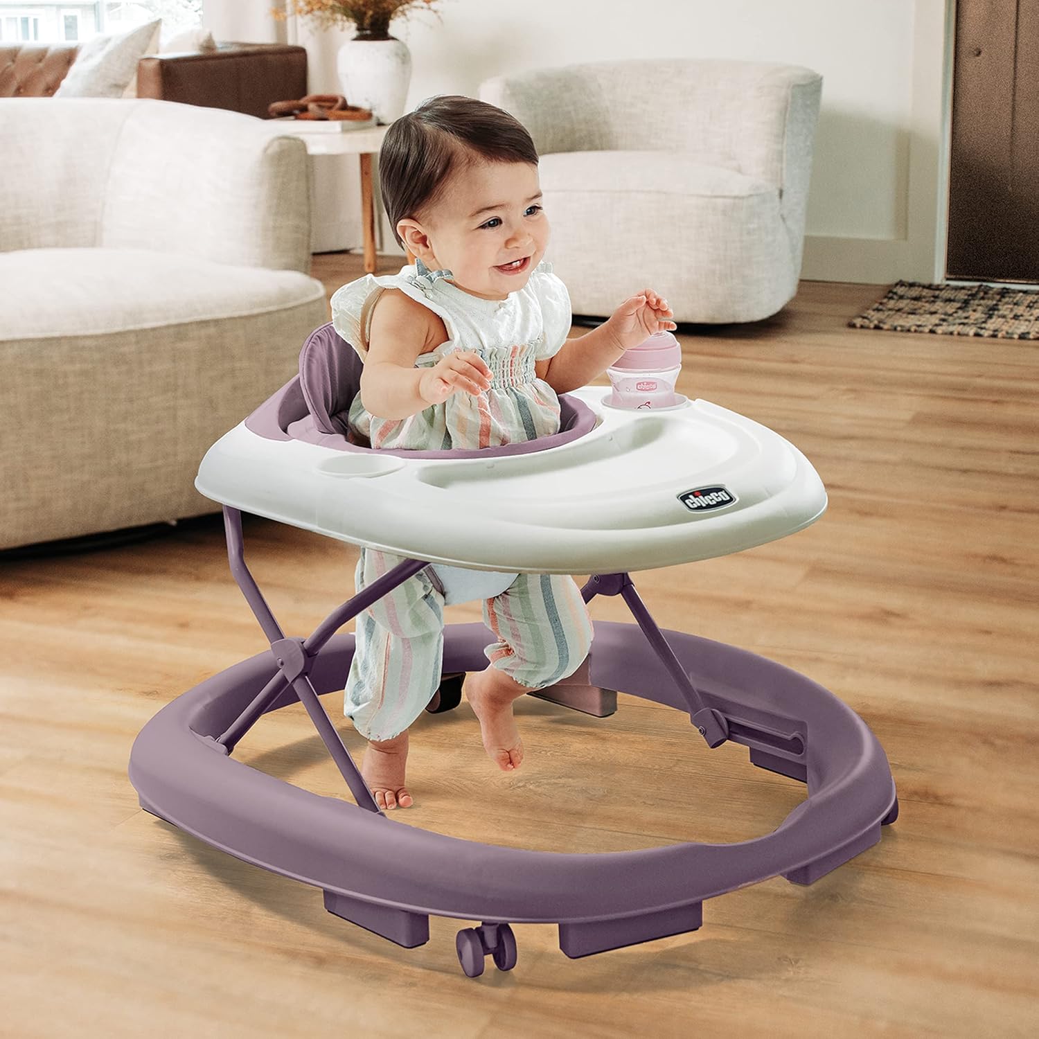Chicco Mod Walker Foldable Infant Walker, 3 Height Adjustments, BPA-Free Tray with 2 Cup Holders, Brake Pads, for Children up to 26 lbs., Space-Saving Compact Fold | Grey/Grey - Image 8